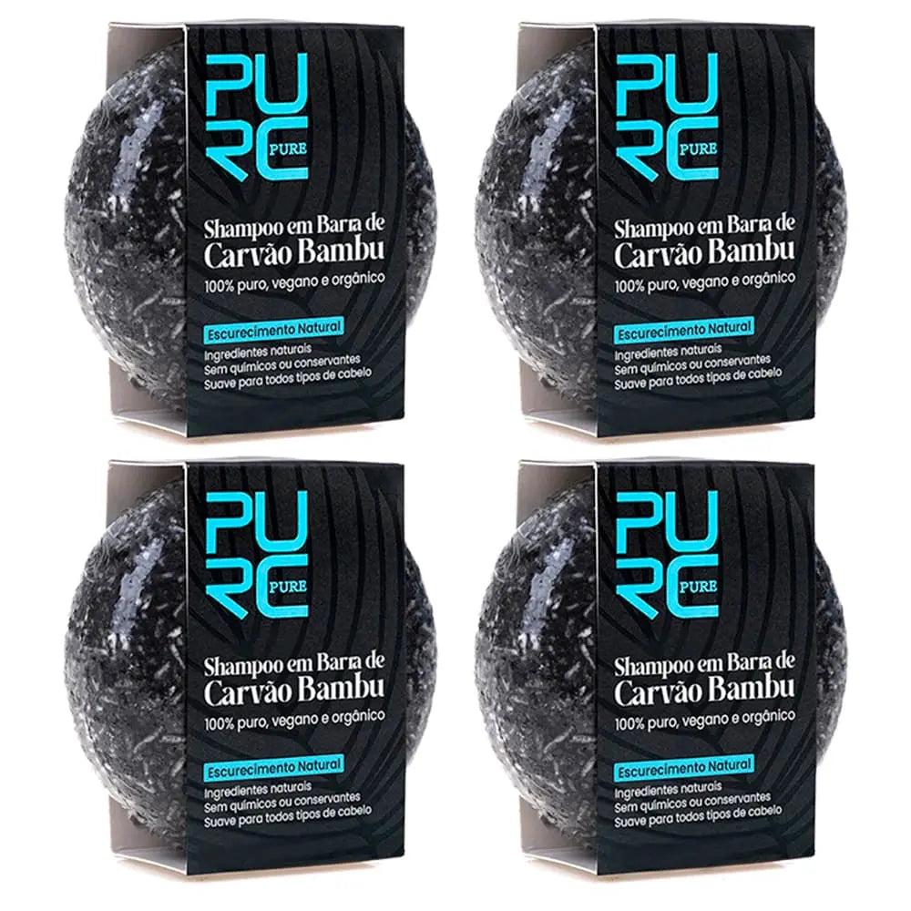 Quatro caixas do shampoo em barra Pure Hair de carvão de bambu